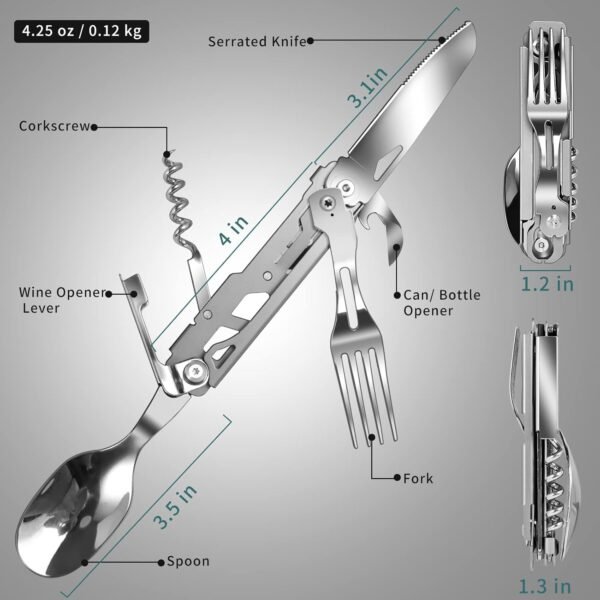 5 in 1 Klappbesteck aus Edelstahl – Bild 4